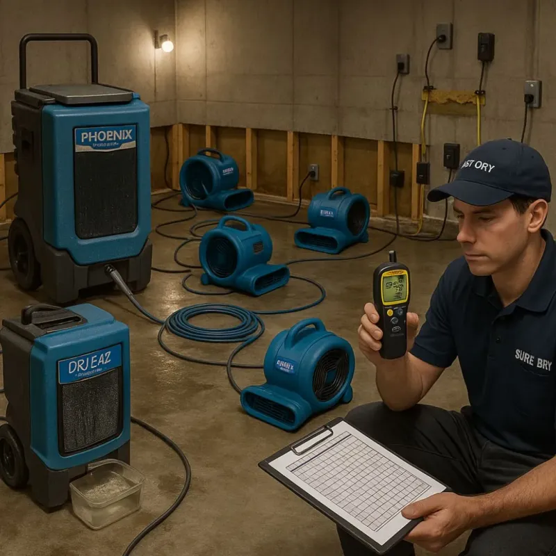 Structural Drying and Dehumidification process in Woodbourne, PA